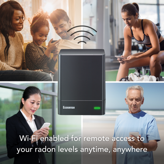 EcoQube digital radon detector, remote access, monitor anywhere anytime