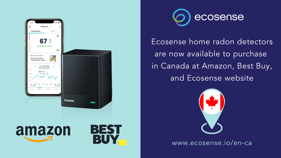 Ecosense's Line of Innovative Radon Monitoring Devices Is Now Available For Purchase in Canada Through the Company's Website, BestBuy and Amazon.