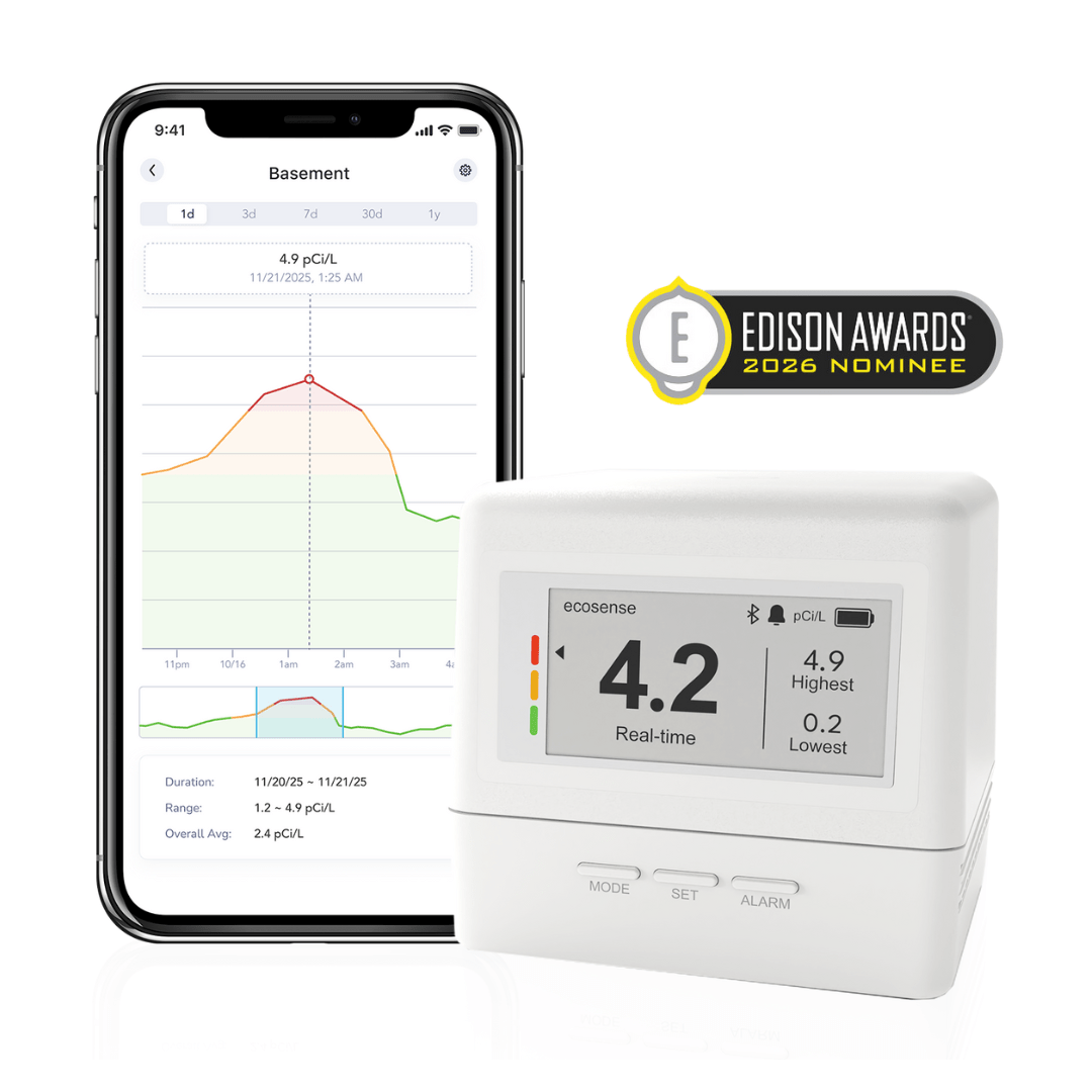 EcoQube rFlex radon monitor with mobile app