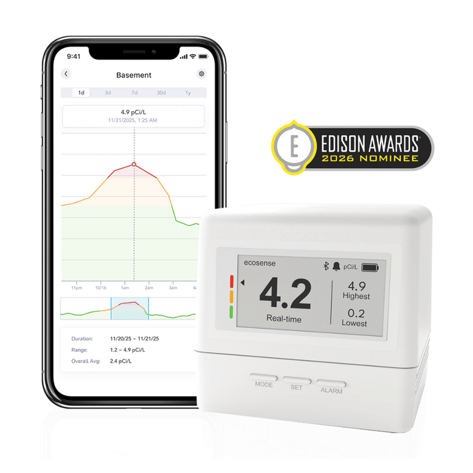 EcoQube rFlex radon monitor with mobile app