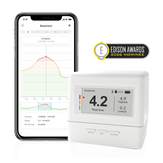 EcoQube rFlex radon monitor with mobile app