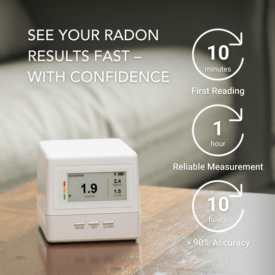 Home radon monitor on the table delivers fast radon results