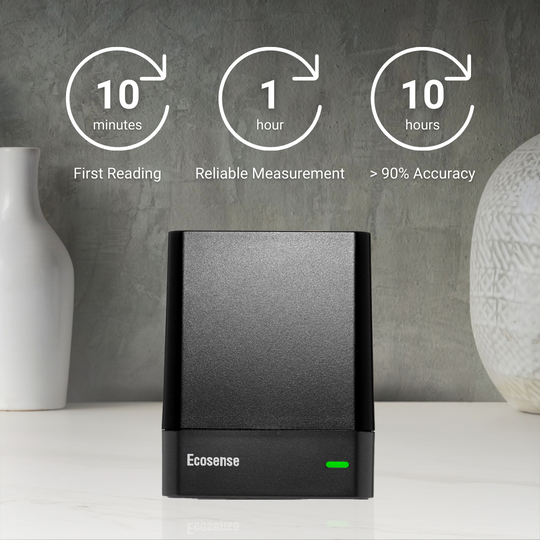 EcoQube digital radon detector, first reading in 10 minutes, reliable data in hour